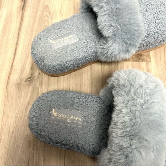 Koolaburra by Ugg Slippers Women’s 10 Peachee Blue Slip On Fuzzy Fleece - Picture 4 of 9